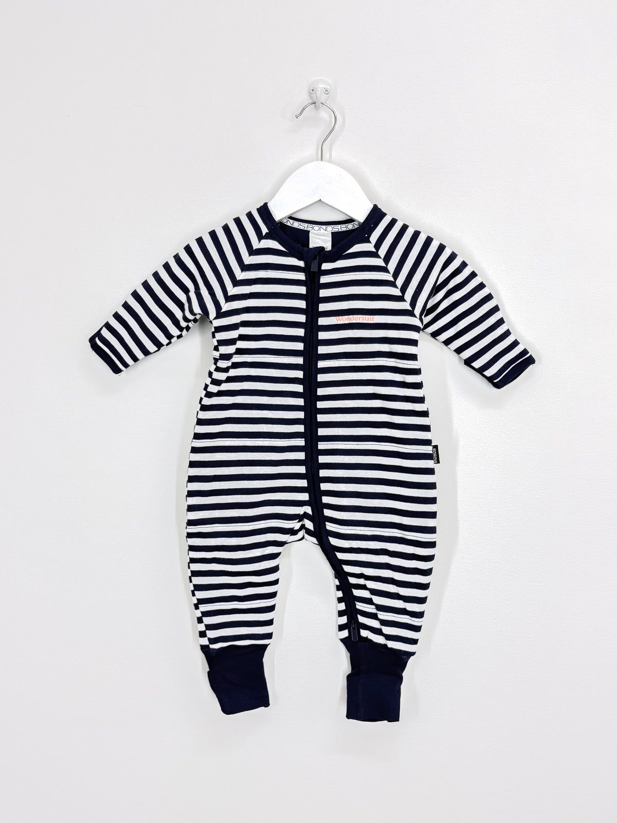 Bonds padded wondersuit - navy stripe (3-6m)