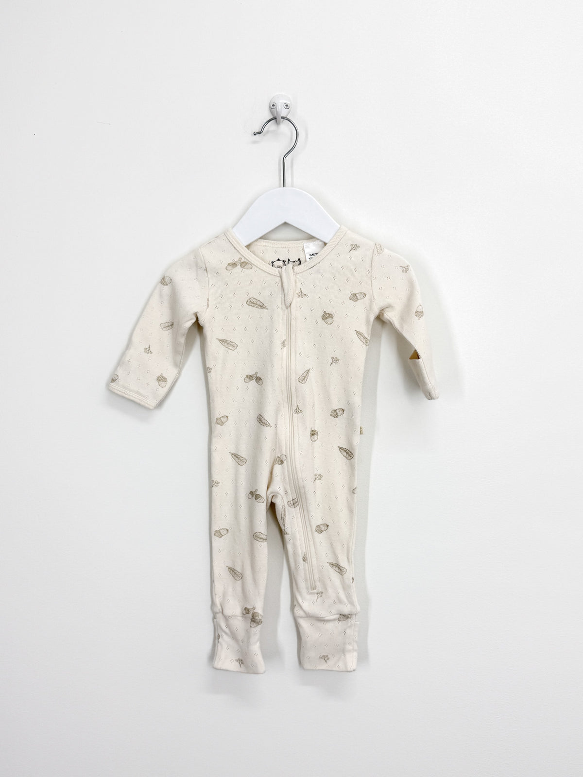 Wilson & Frenchy organic pointelle zipsuit - acorns (0-3m)