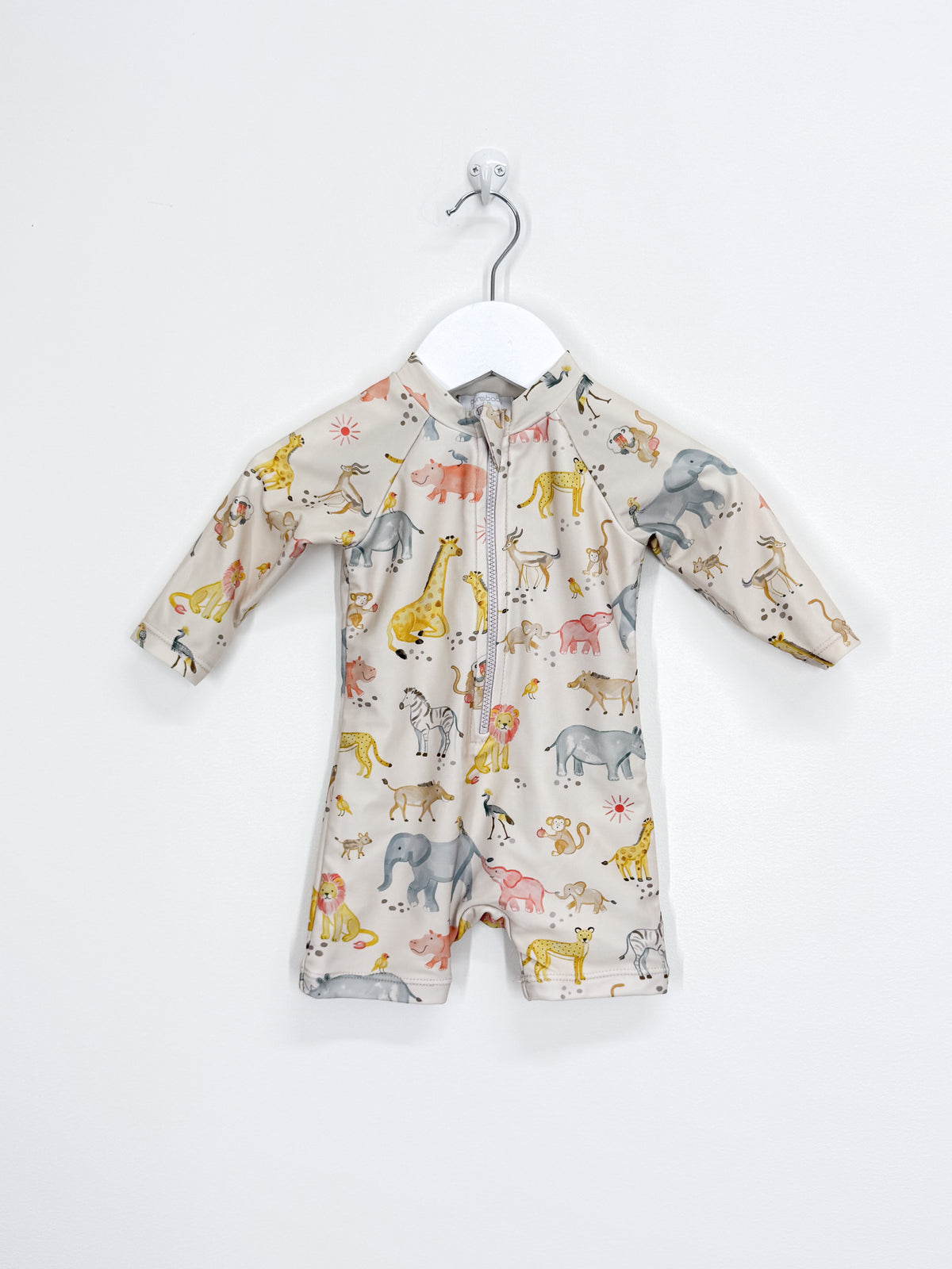 Purebaby long sleeve swim rash suit - safari animals (3-6m)