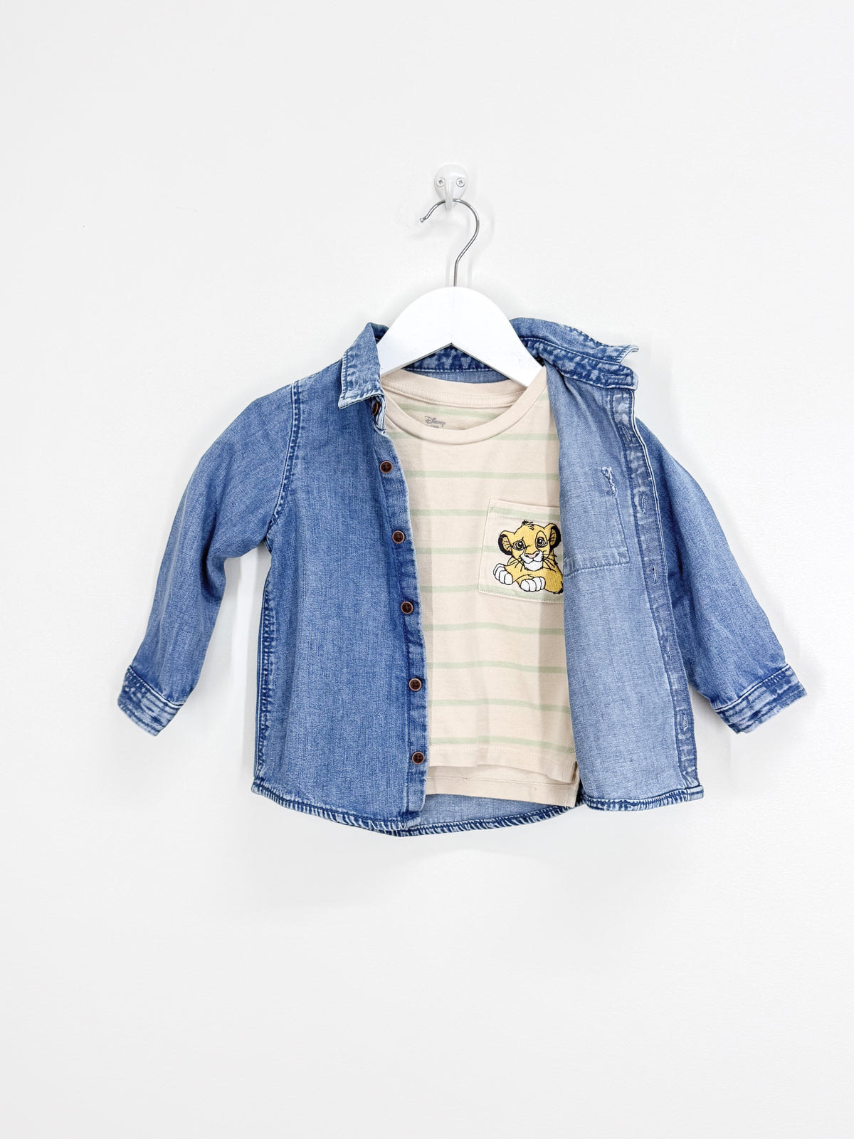 Primark x The Lion King stripe tee + chambray shirt set (12-18m)