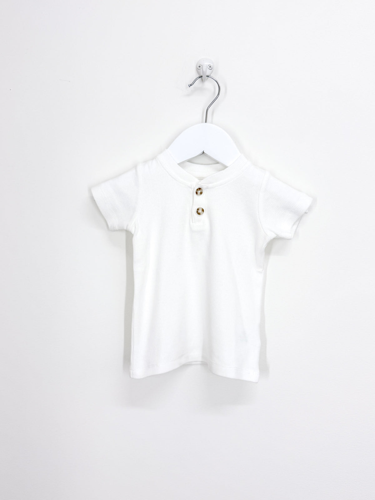 Seed Heritage short sleeve rib henley tee - white (3-6m)