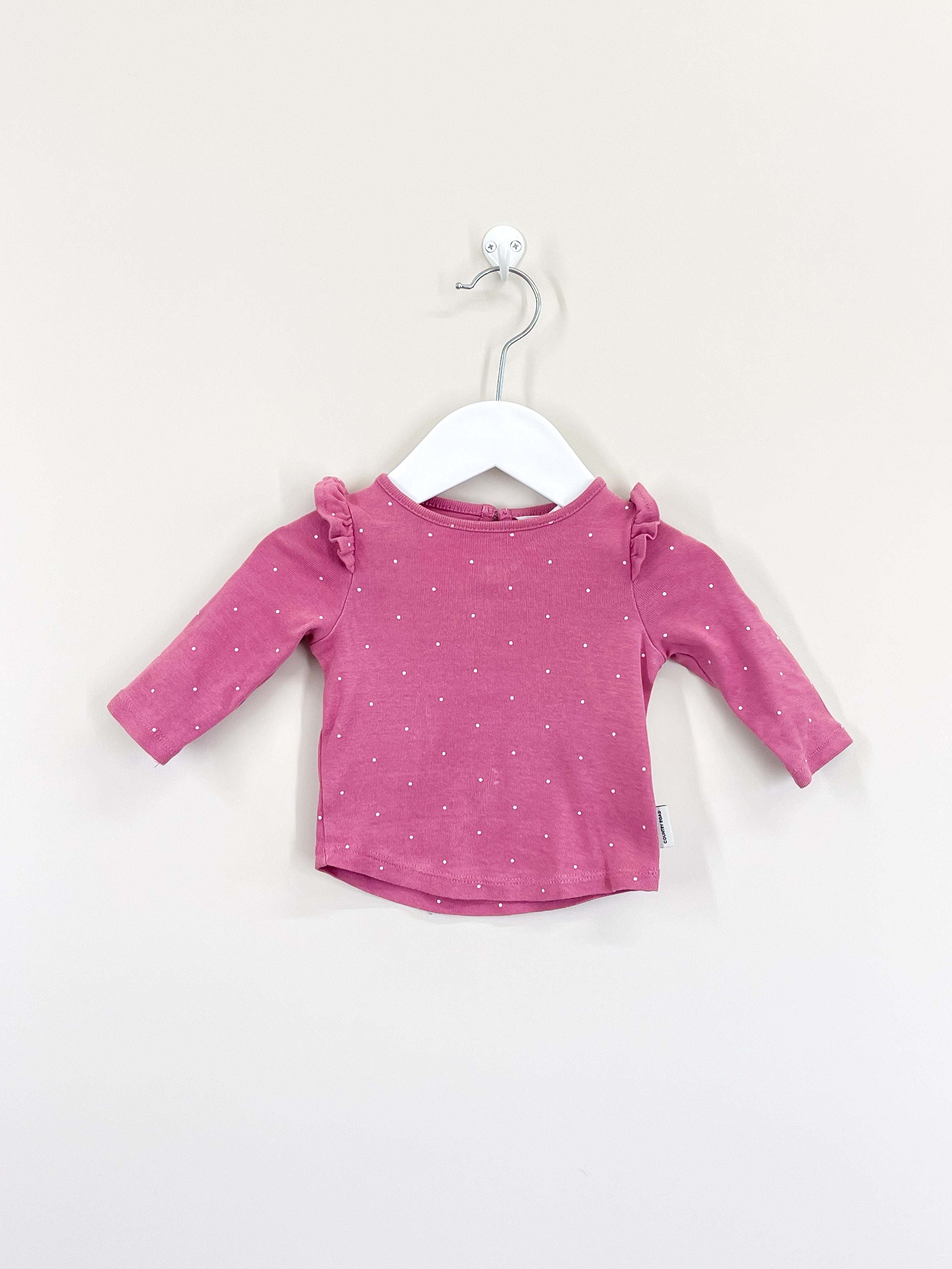 Country Road dotty frill long sleeve tee (0-3m)