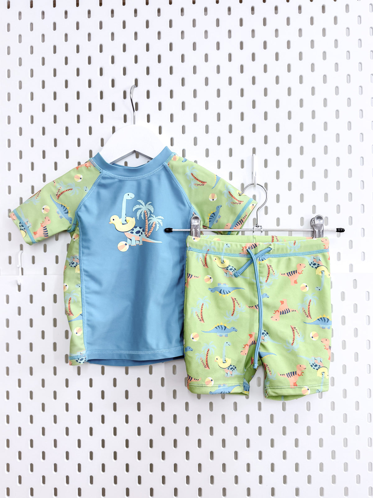 Teeny Weeny dino swim top + shorts set (12-18m)