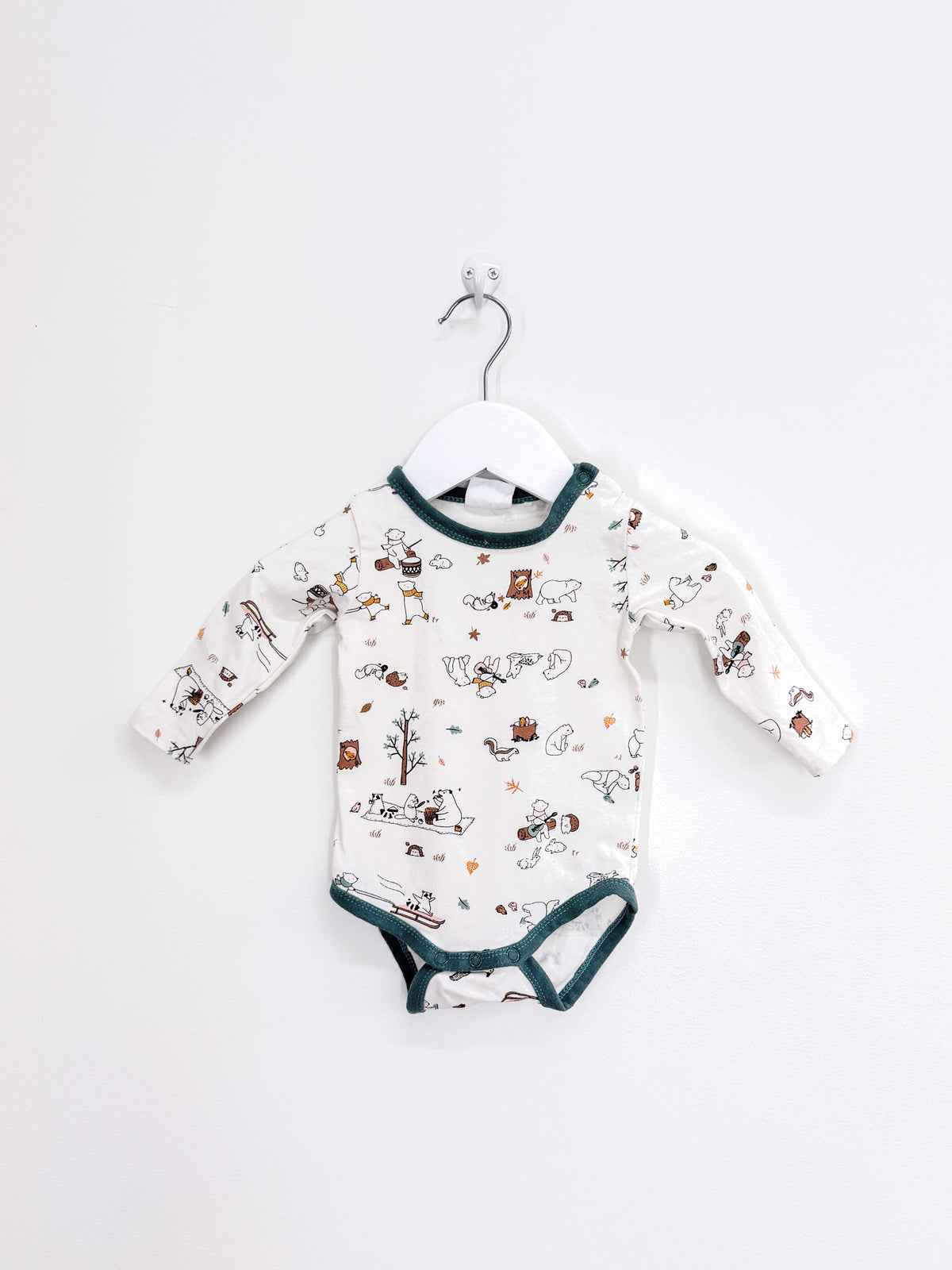Milky long sleeve bodysuit - forest friends (3-6m)
