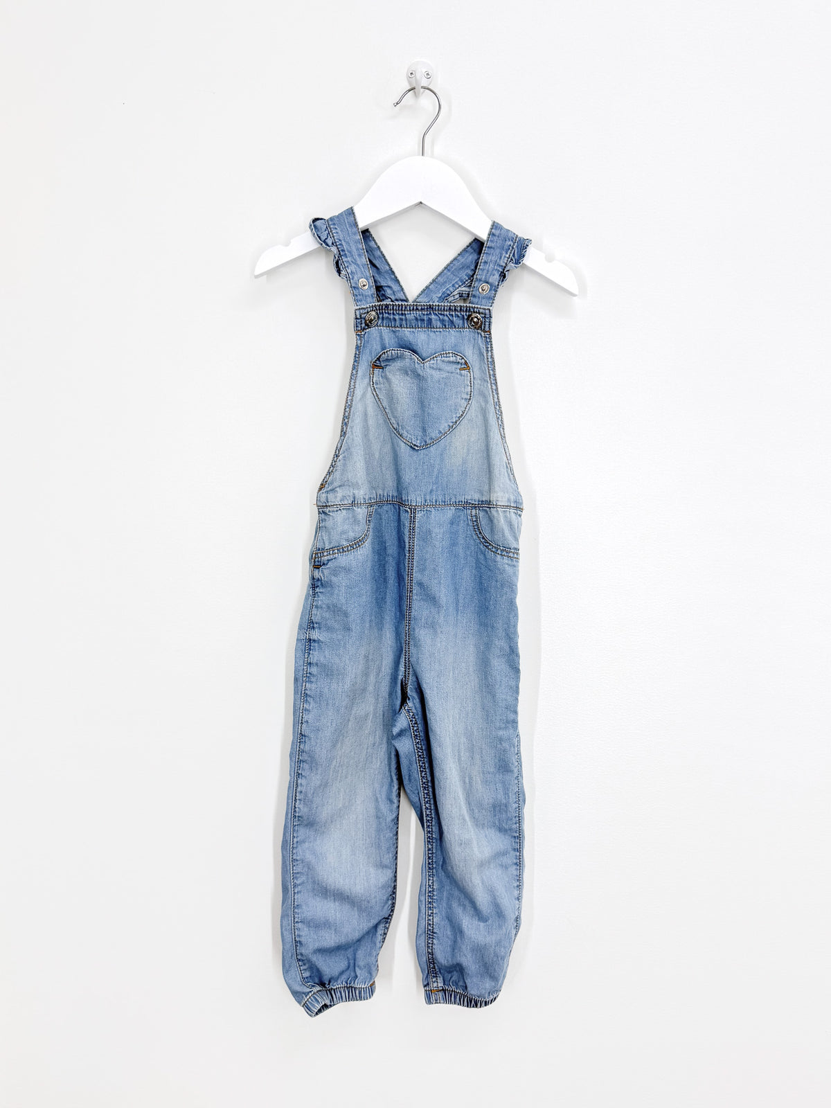 H&M chambray frill overalls (3y)