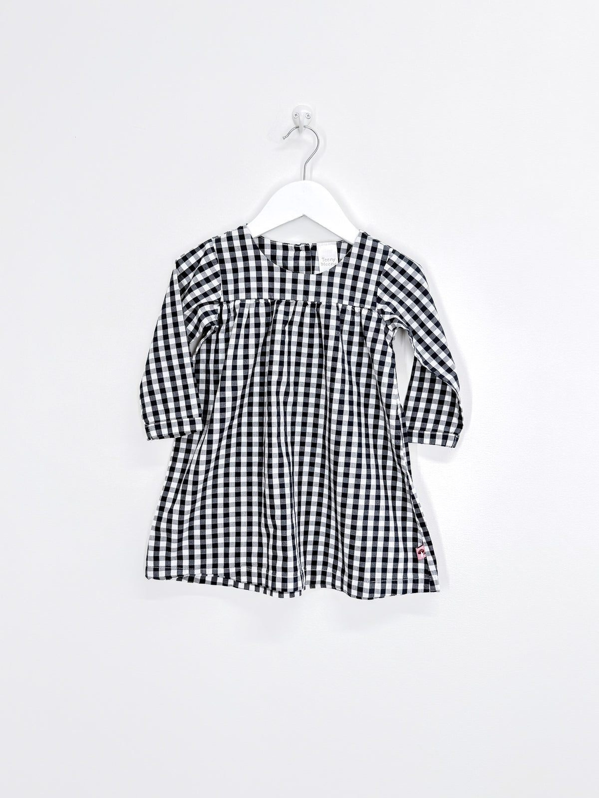 Teeny Weeny long sleeve navy gingham dress (18-24m)