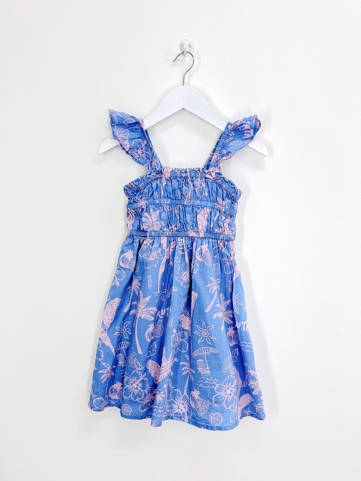 Cotton On Kids blue pink summer print dress (6y)