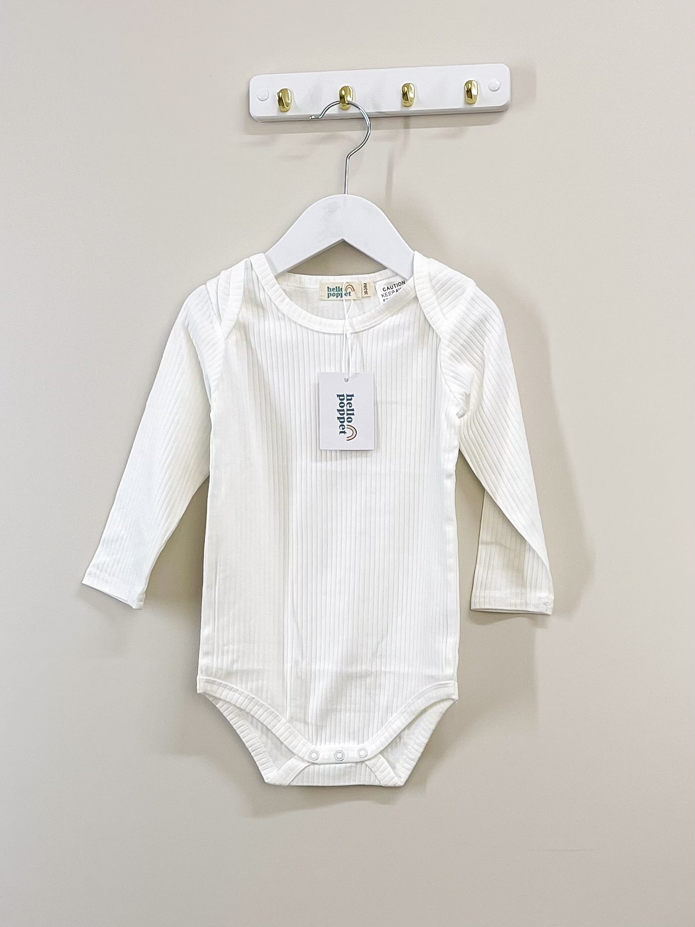 BNWT Hello Poppet organic ribbed bodysuit (18-24m)