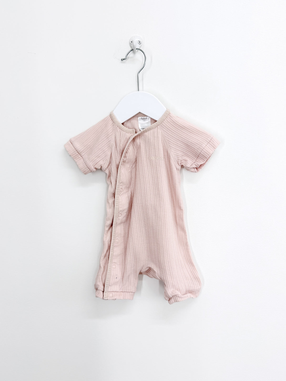 Bonds rib short sleeve cozysuit - pink (0-3m)