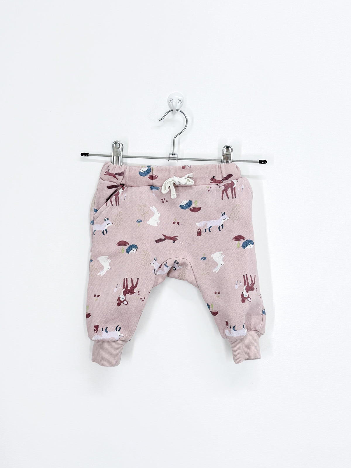 Teeny Weeny fleece track pants - forest friends (3-6m)
