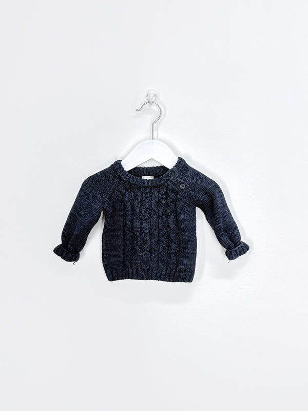 Teeny Weeny cable knit pullover - navy (0-3m)