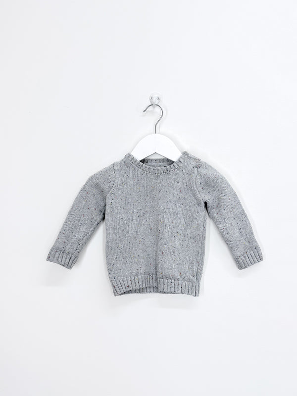 Teeny Weeny knit pullover - grey speckle (6-12m)