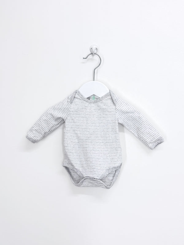 Superfit long sleeve stretch bodysuit - grey stripe (newborn)