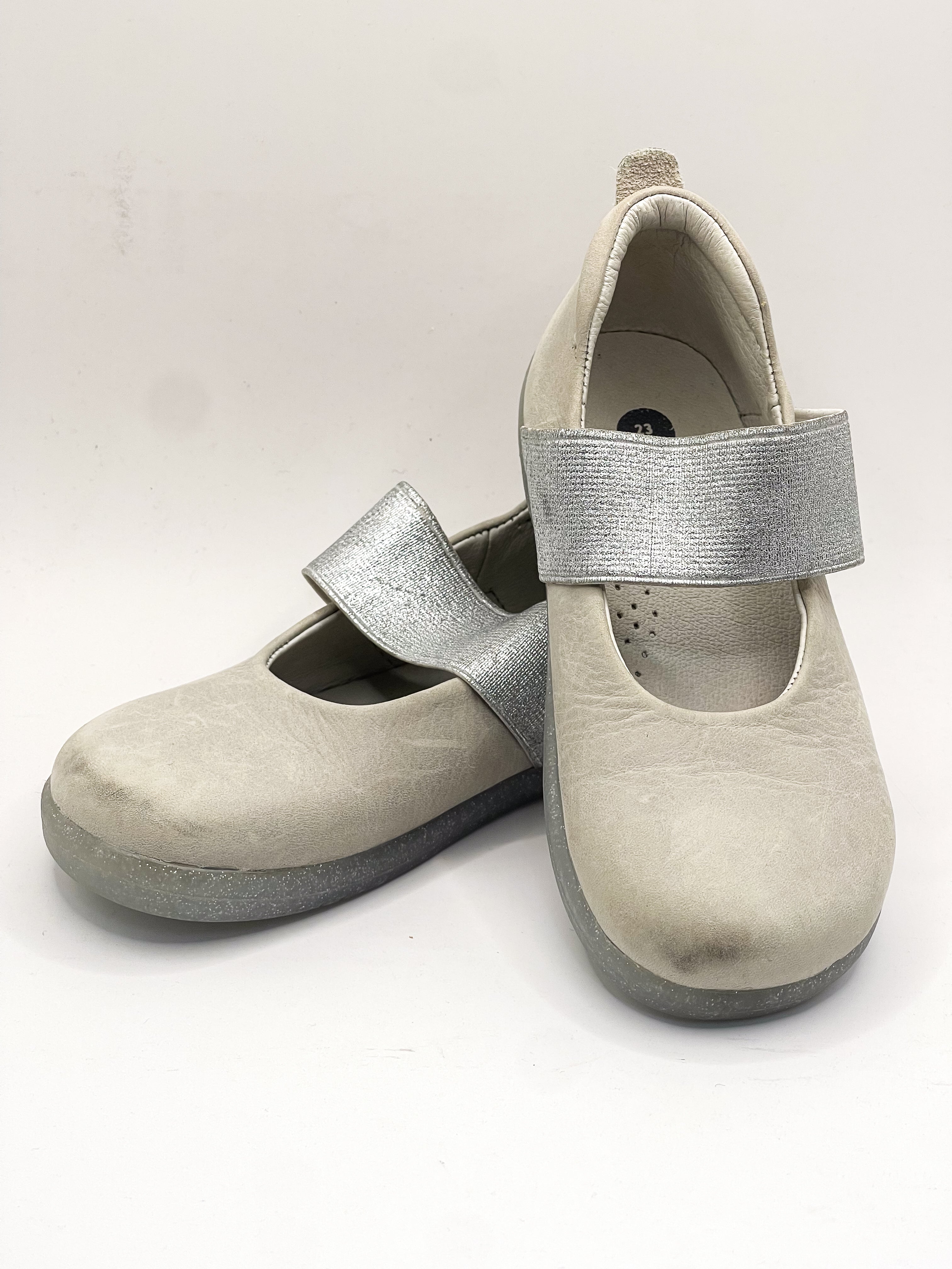 Bobux i-walk silver ballerina pump shoes (23EU)