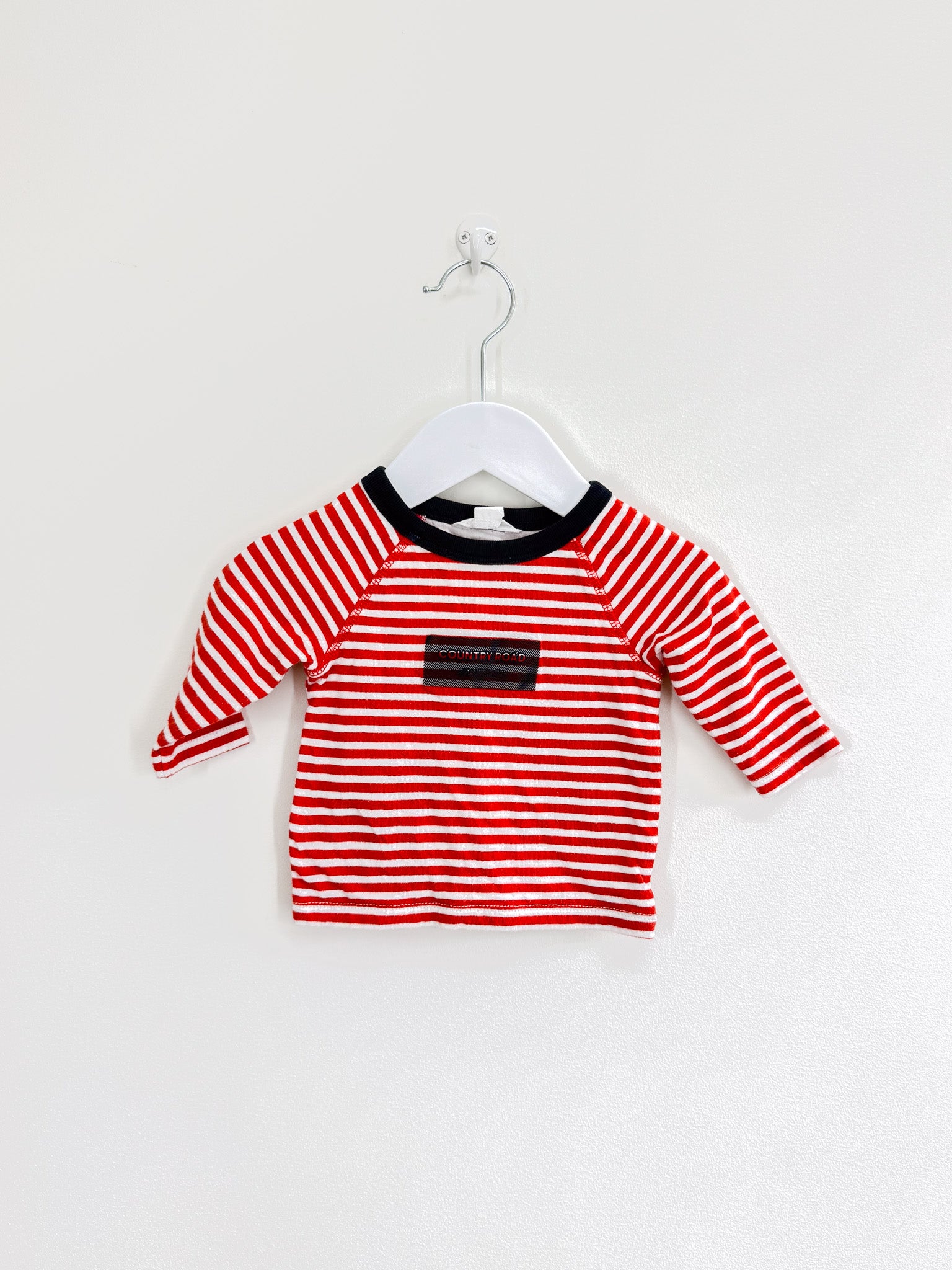 Country Road organic red stripe long sleeve tee (0-3m)