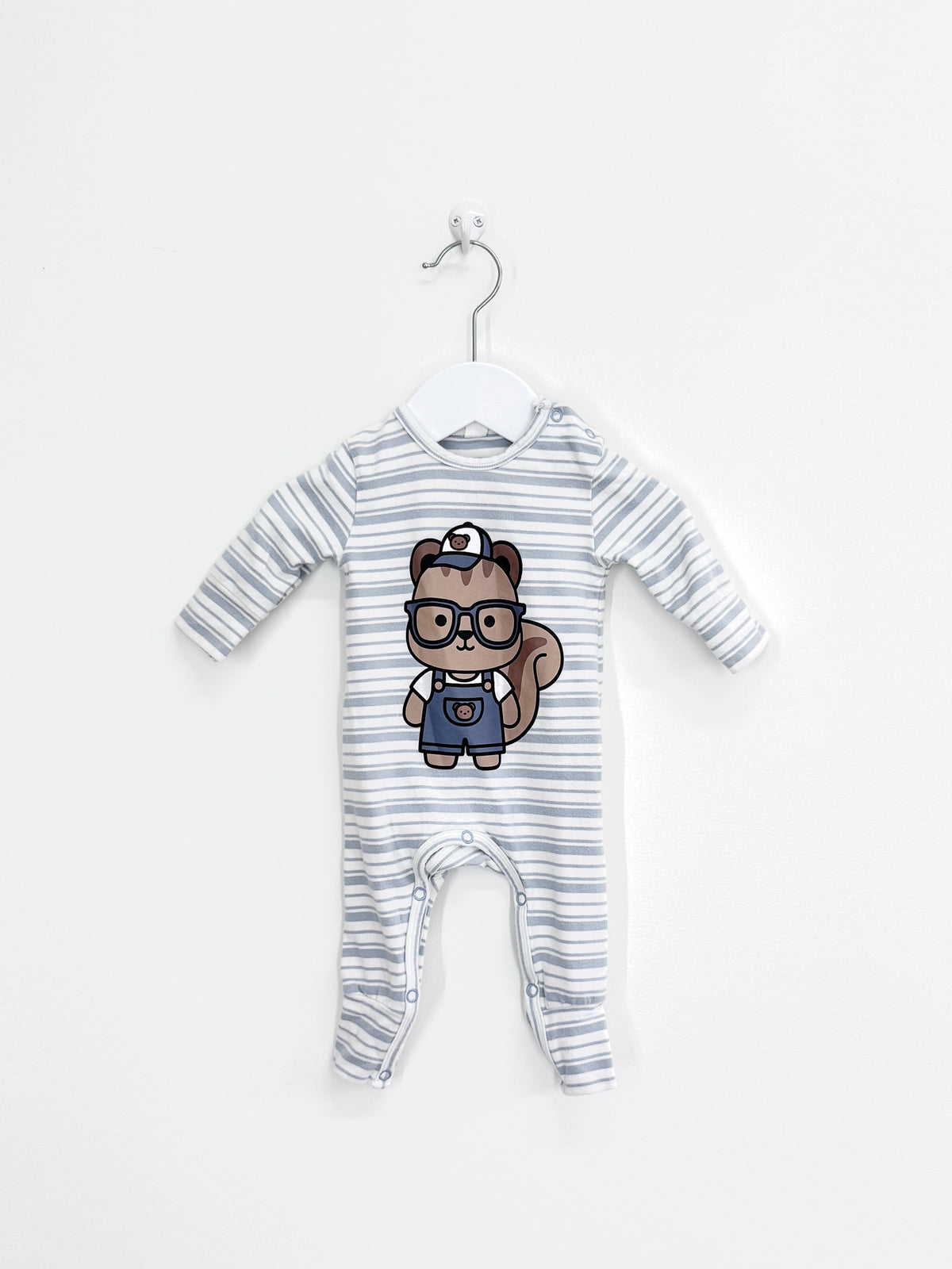Hux organic striped romper (0-3m)