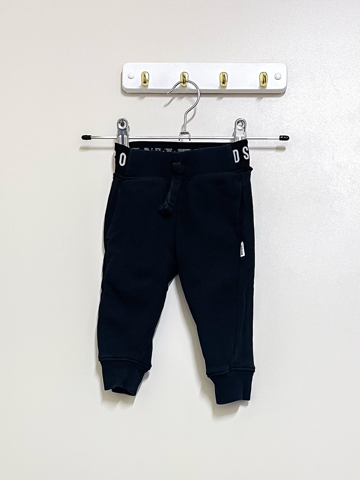 Bonds logo fleece trackies - black (6-12m)