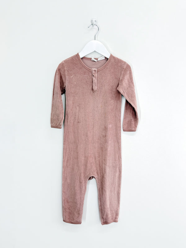 Nature Baby organic velour henley PJ suit (1y)