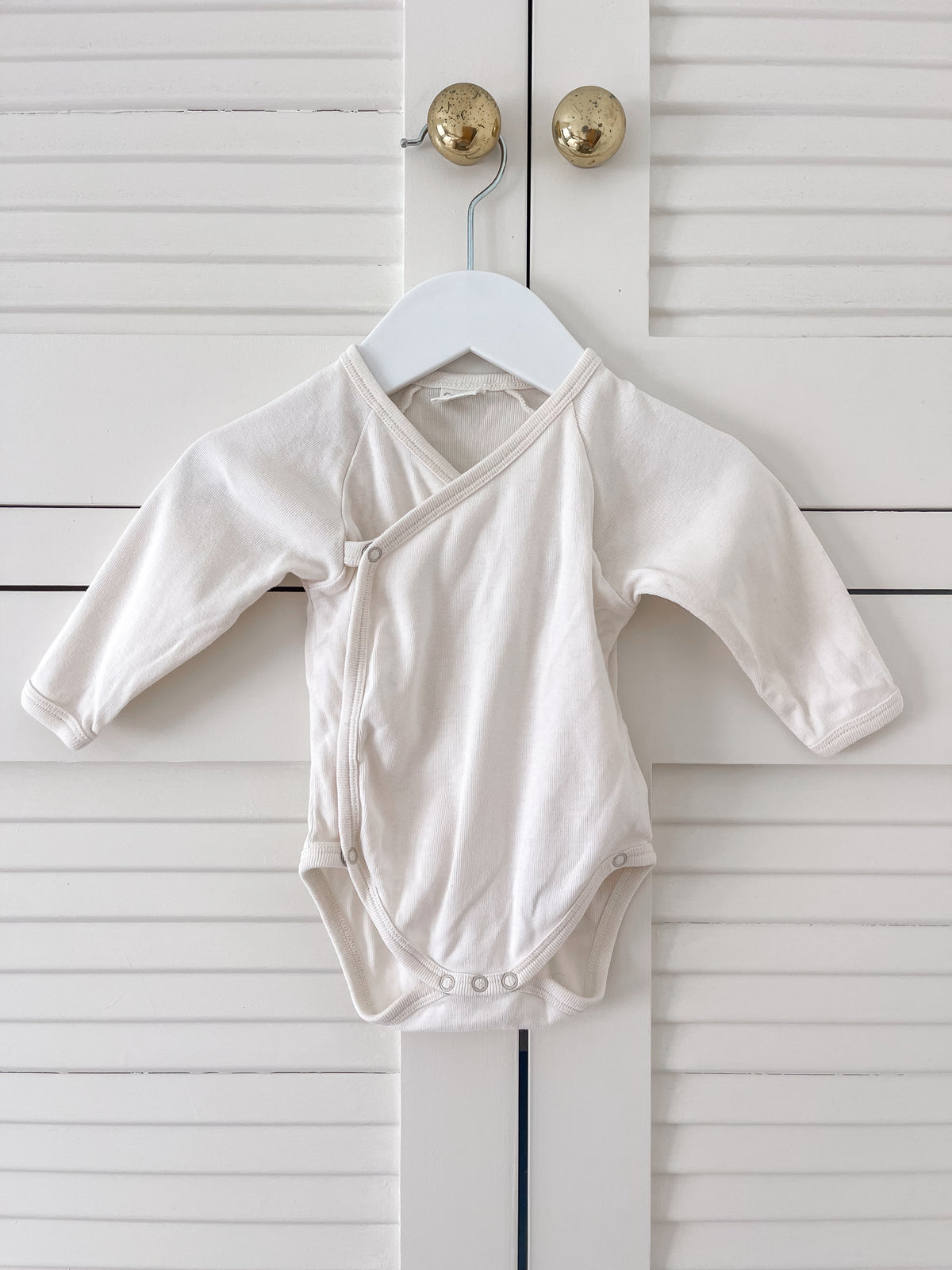 Nature Baby organic long sleeve kimono bodysuit - natural (0-3m)
