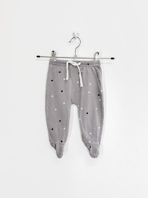 Nature Baby organic footed drawstring pants - grey spot (0-3m)