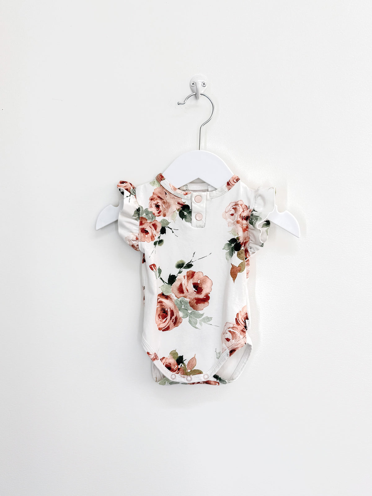 Snuggle Hunny organic short sleeve frill bodysuit - rosebud (0-3m)