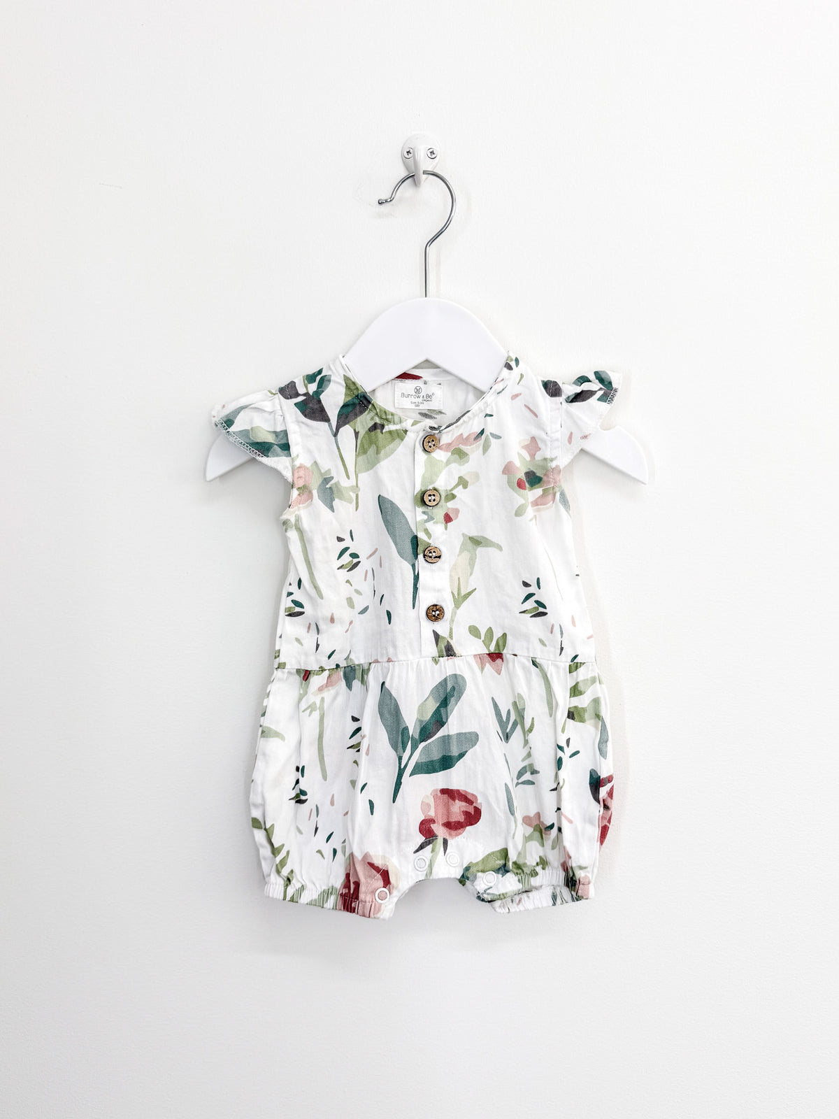 Burrow & Be organic button down romper (0-3m)