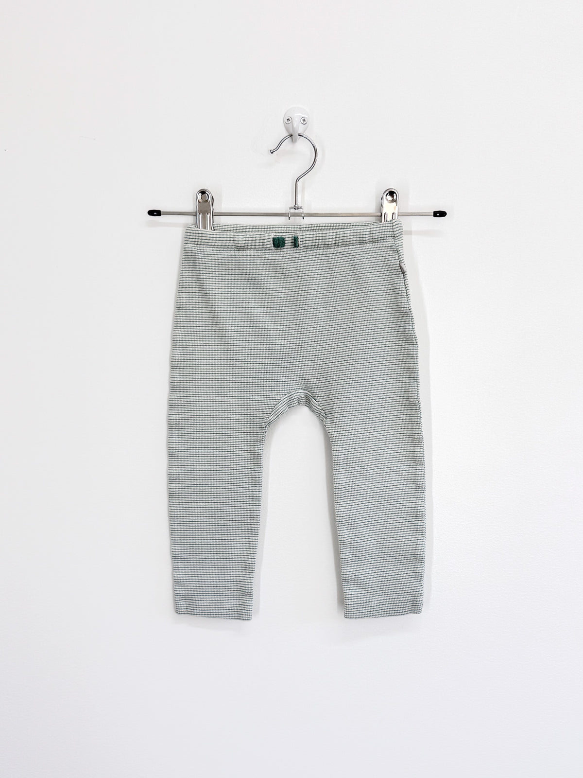Wilson & Frenchy organic rib leggings - green stripe (12-18m)