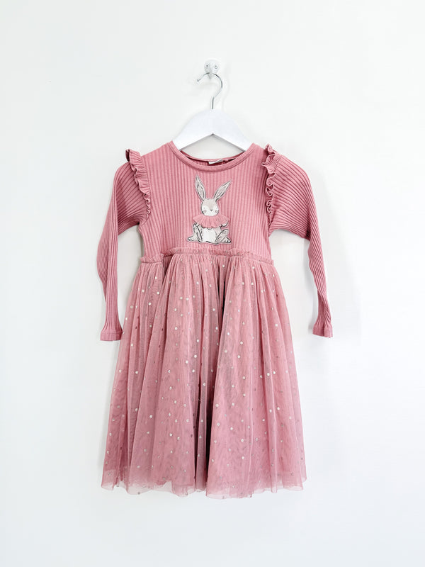 Next bunny ruffle long sleeve stretch cotton tutu dress (3-4y)
