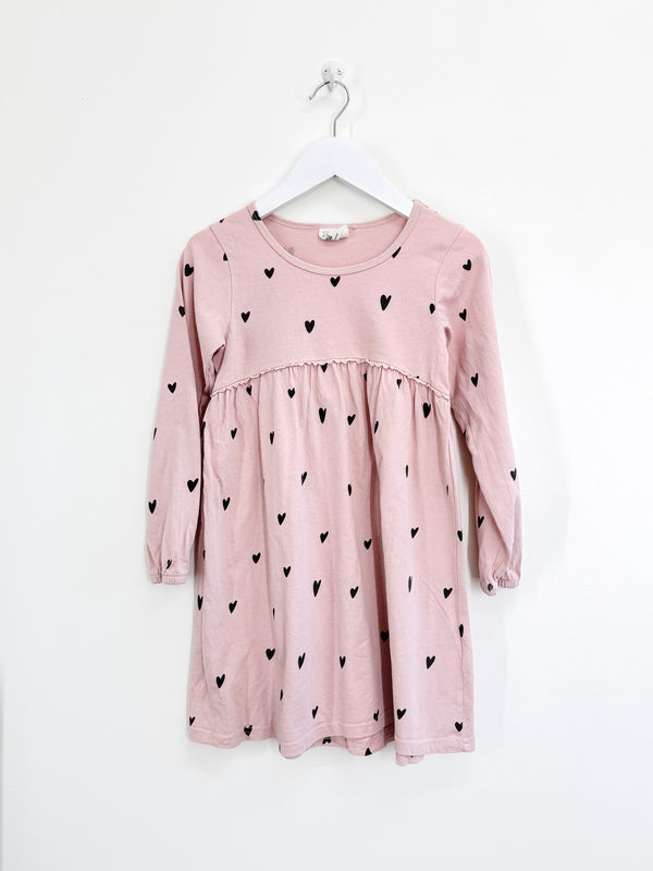 Cotton On Kids long sleeve hearts frill dress (5y)