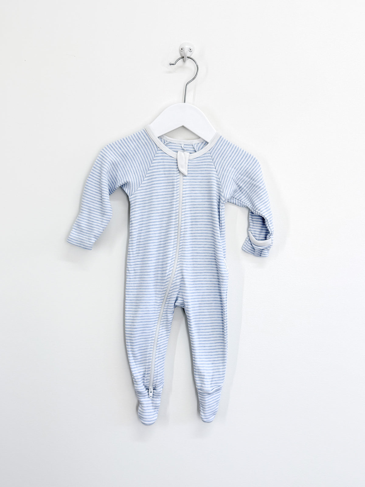 Purebaby organic zipsuit - blue stripe (0-3m)
