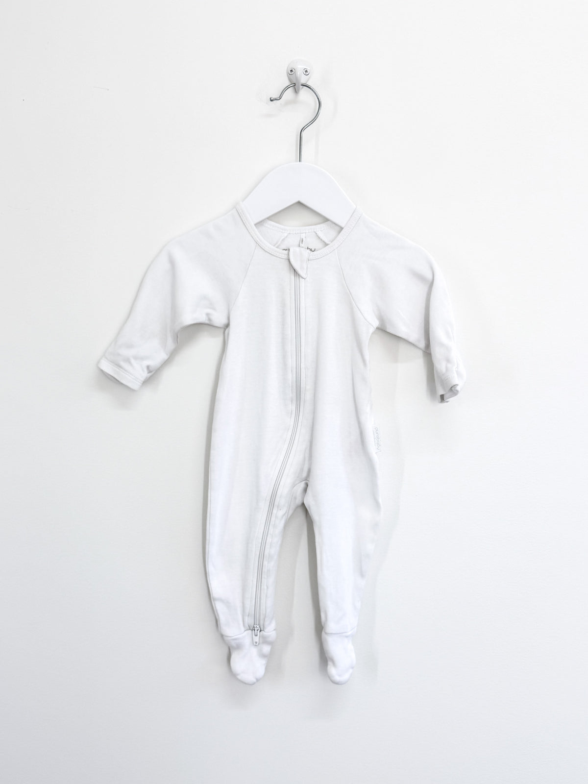 Purebaby organic zipsuit - white (0-3m)