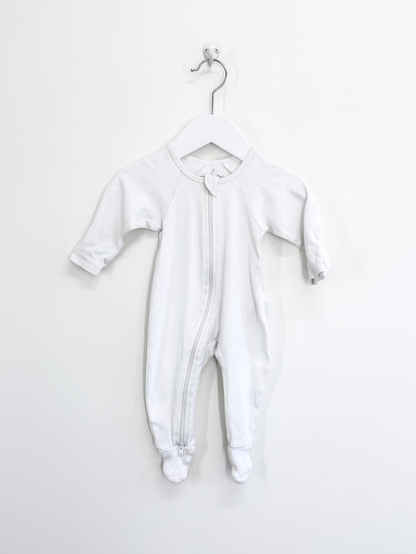 Purebaby organic zipsuit - white (0-3m)