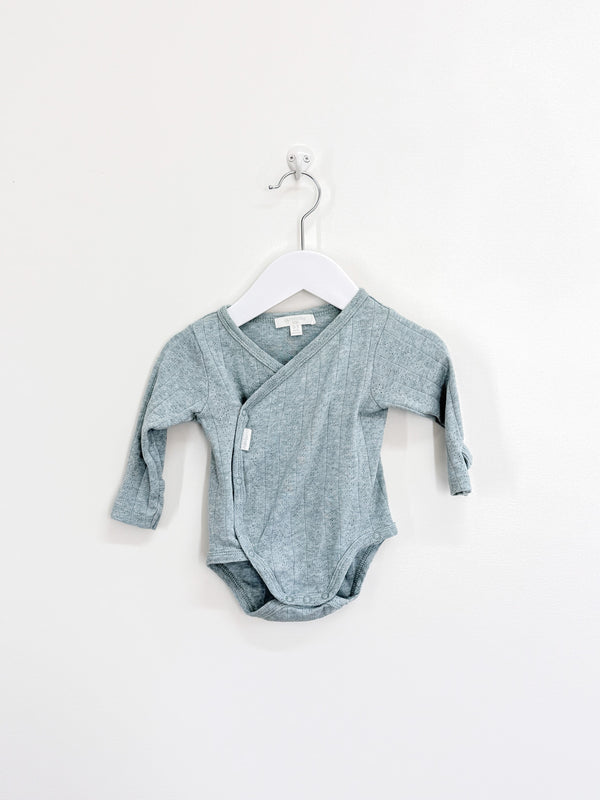 Purebaby organic pointelle kimono bodysuit (0-3m)
