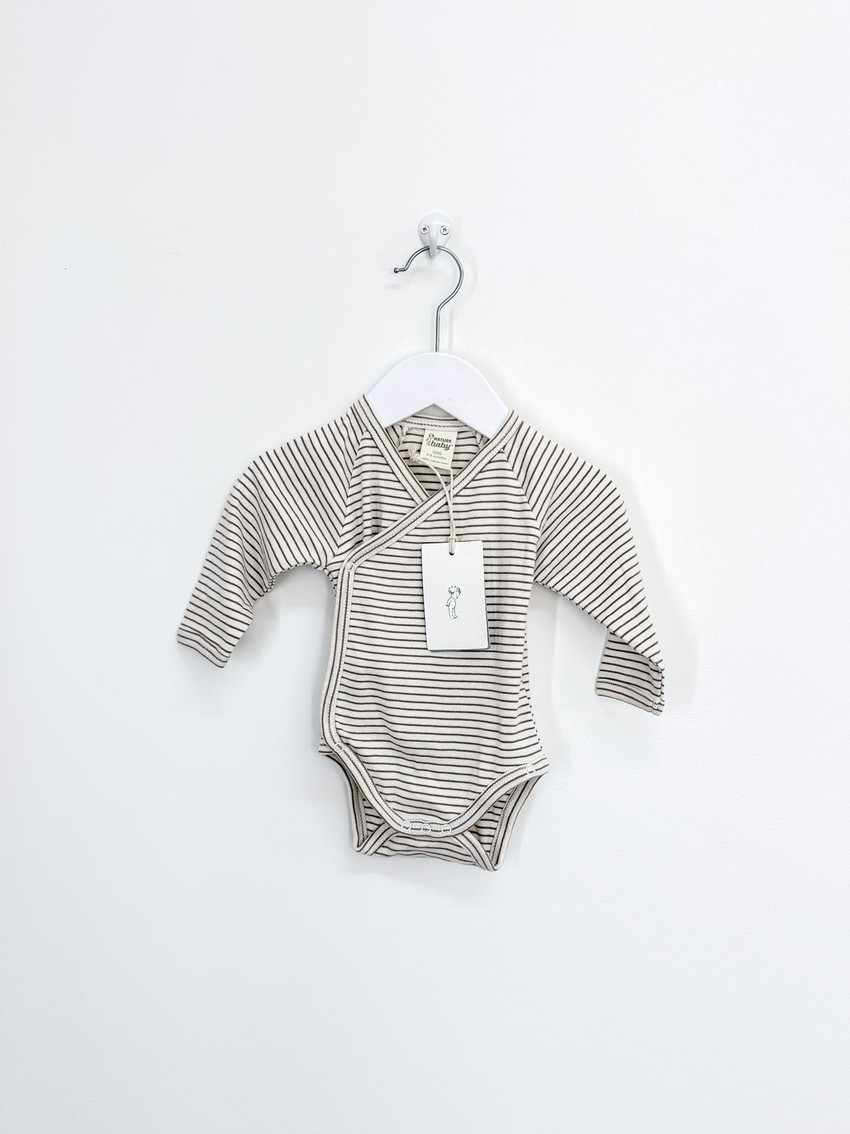 BNWT Nature Baby organic footed leggings - mushroom pinstripe (0-3m)