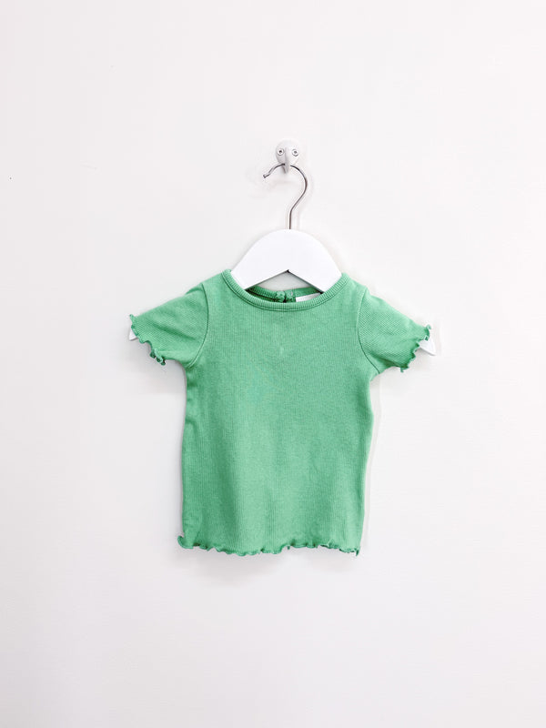Teeny Weeny short sleeve lettuce edge rib tee (3-6m)