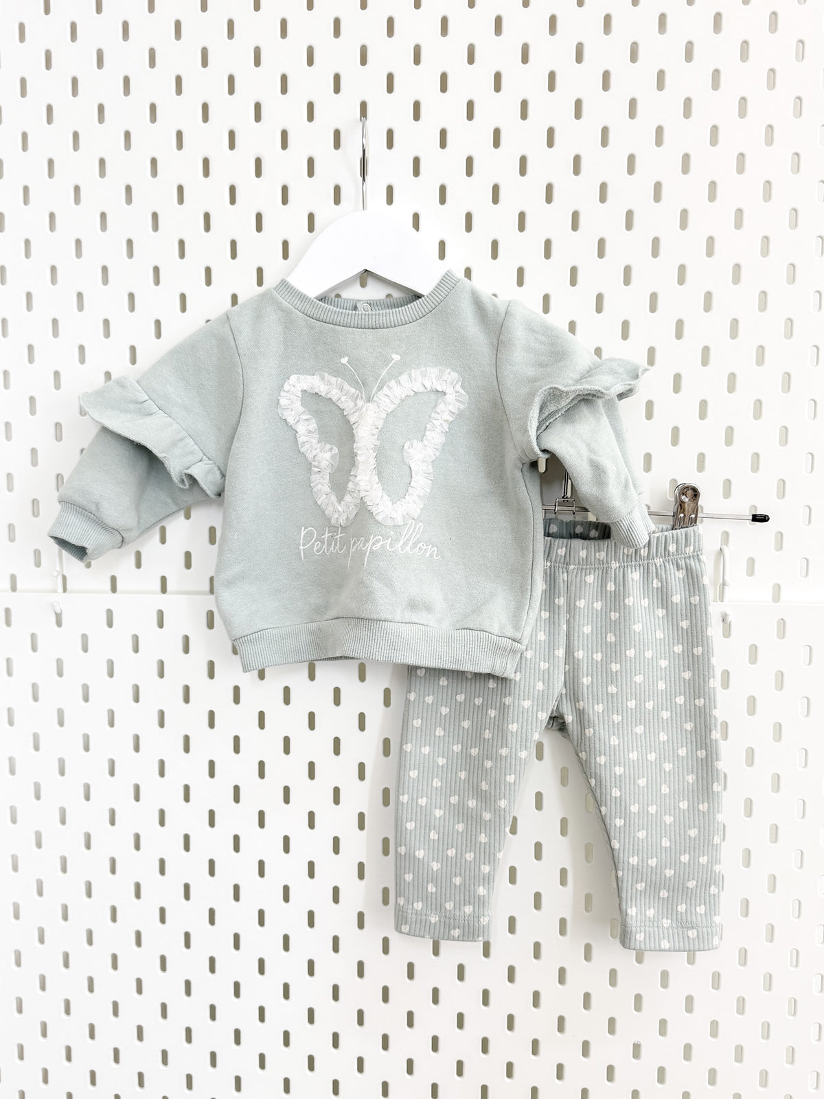 Teeny Weeny frill sweatshirt + rib leggings set (3-6m)