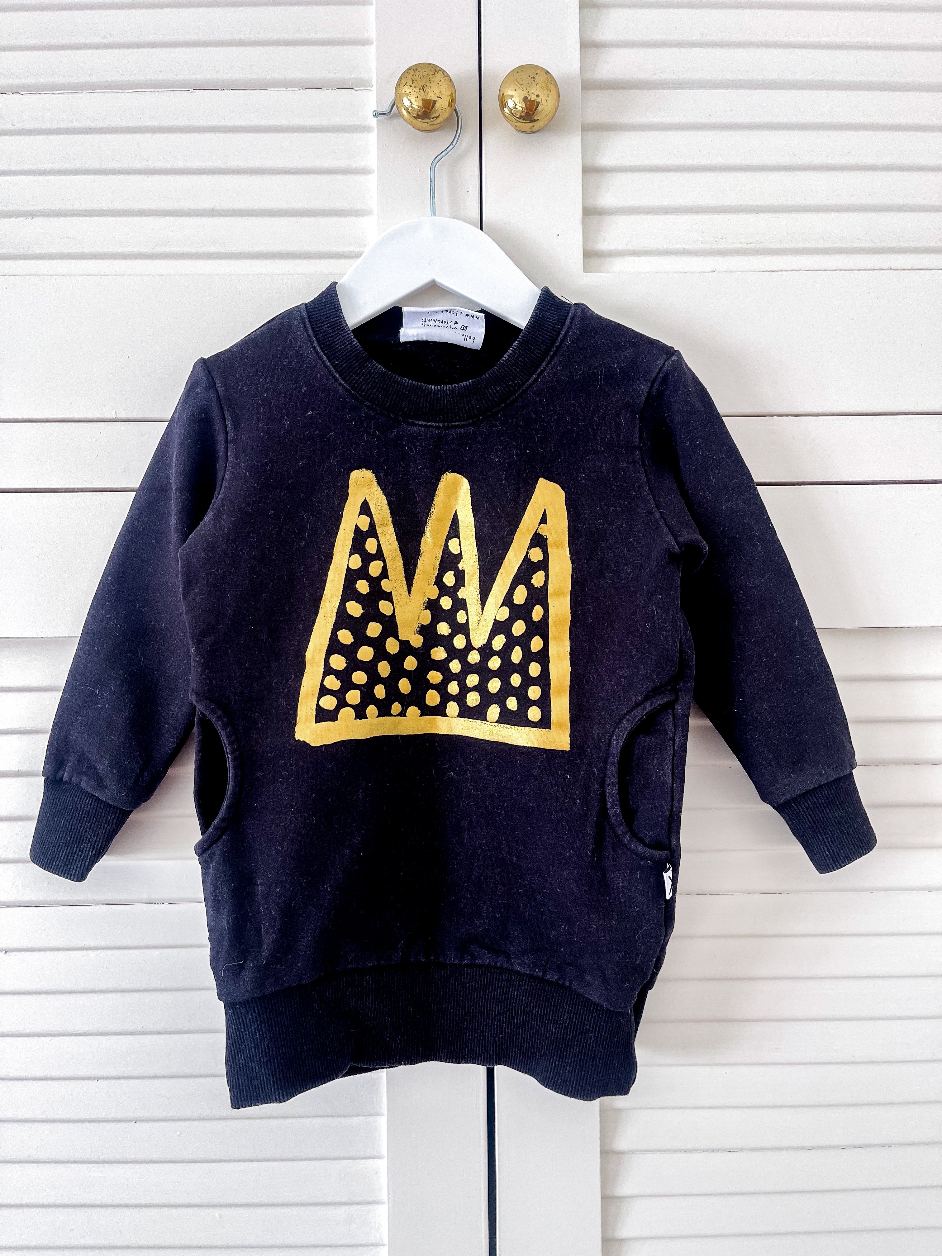 Minti gold crown furry dress (2y)