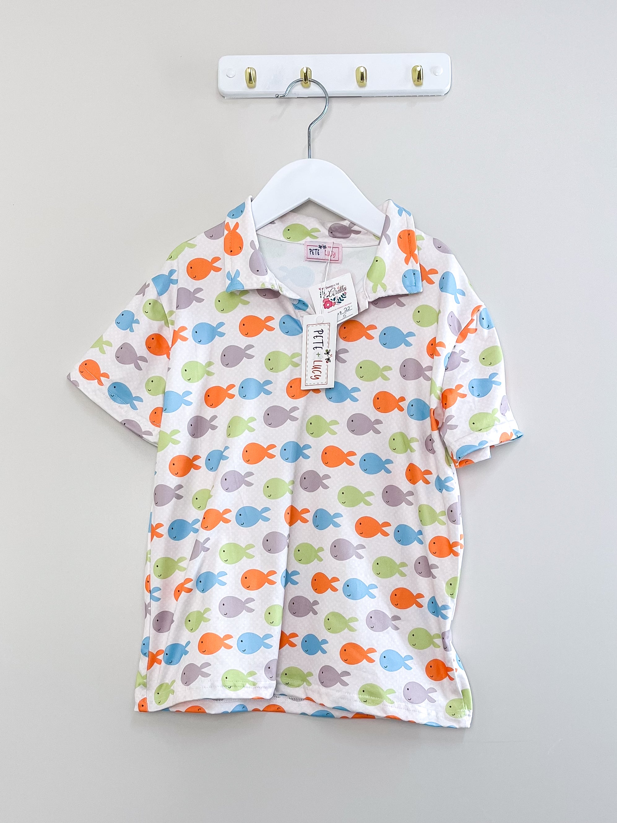 BNWT Pete & Lucy fish polo shirt (5y)