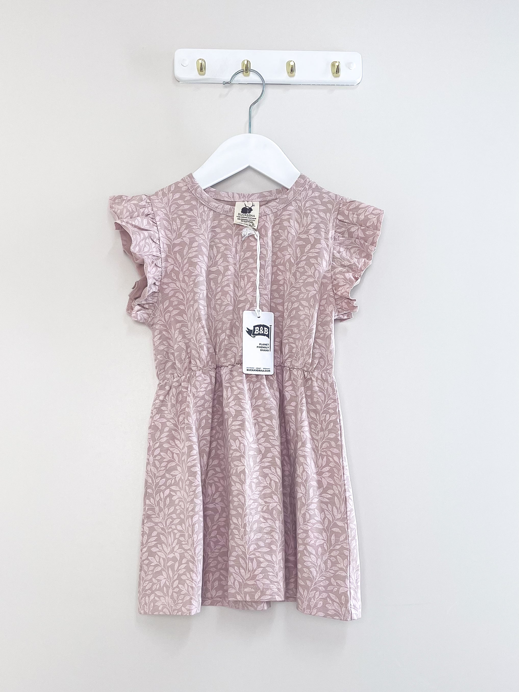 BNWT Buck & Baa organic flutter sleeve dress (4y)