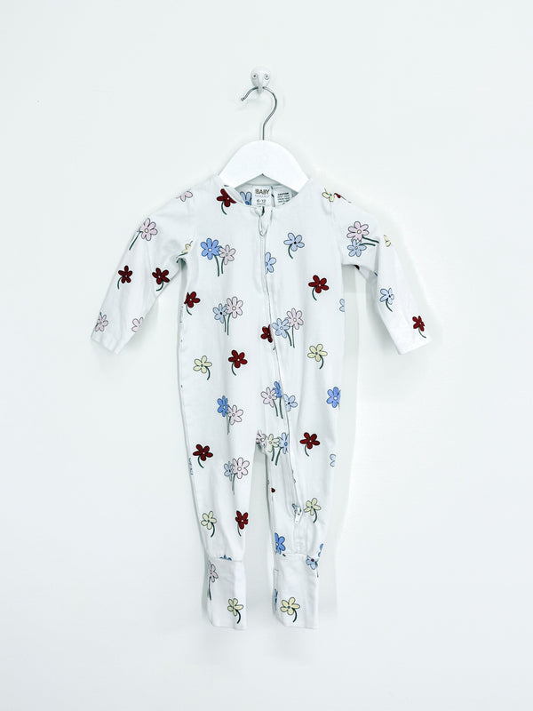 Cotton On Kids zipsuit - white floral (6-12m)