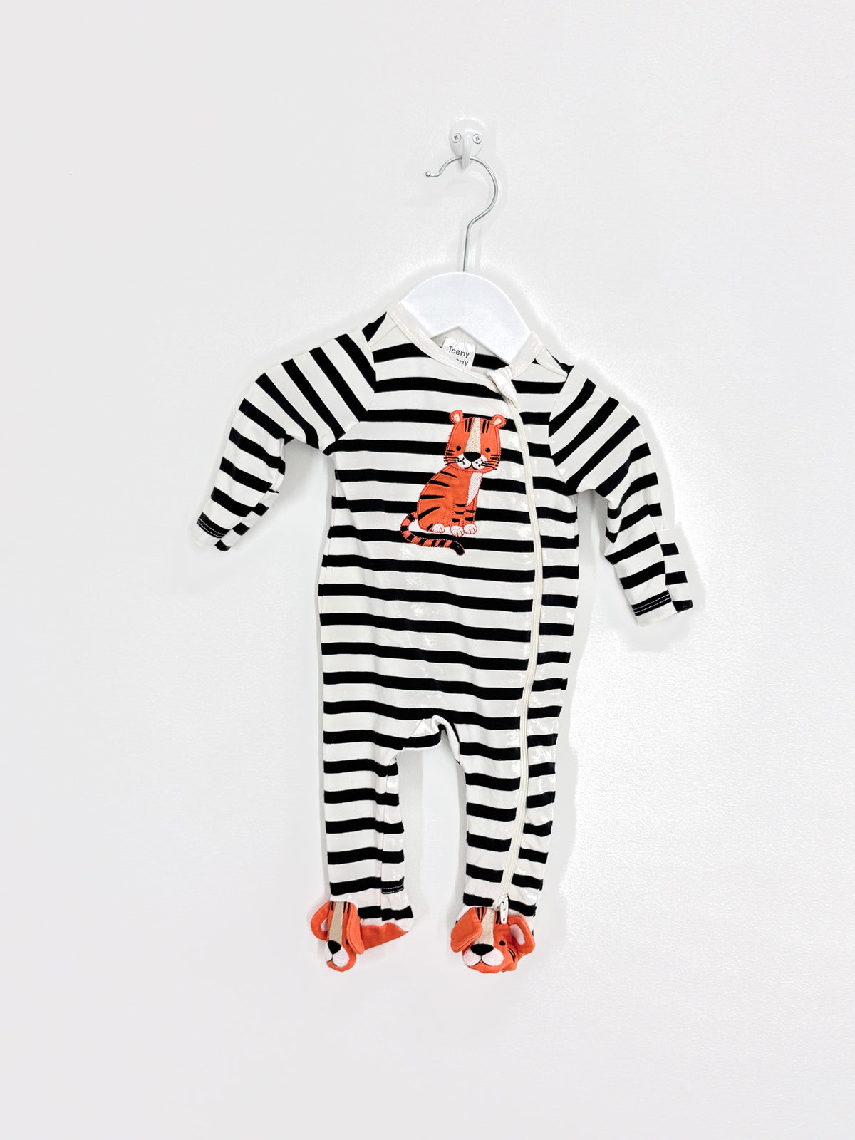 Teeny Weeny zipsuit - tiger stripe (newborn)