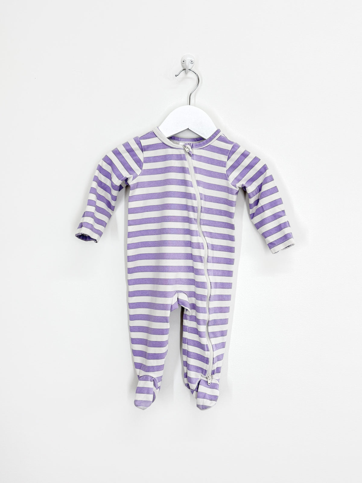 Teeny Weeny zipsuit - purple stripe (3-6m)