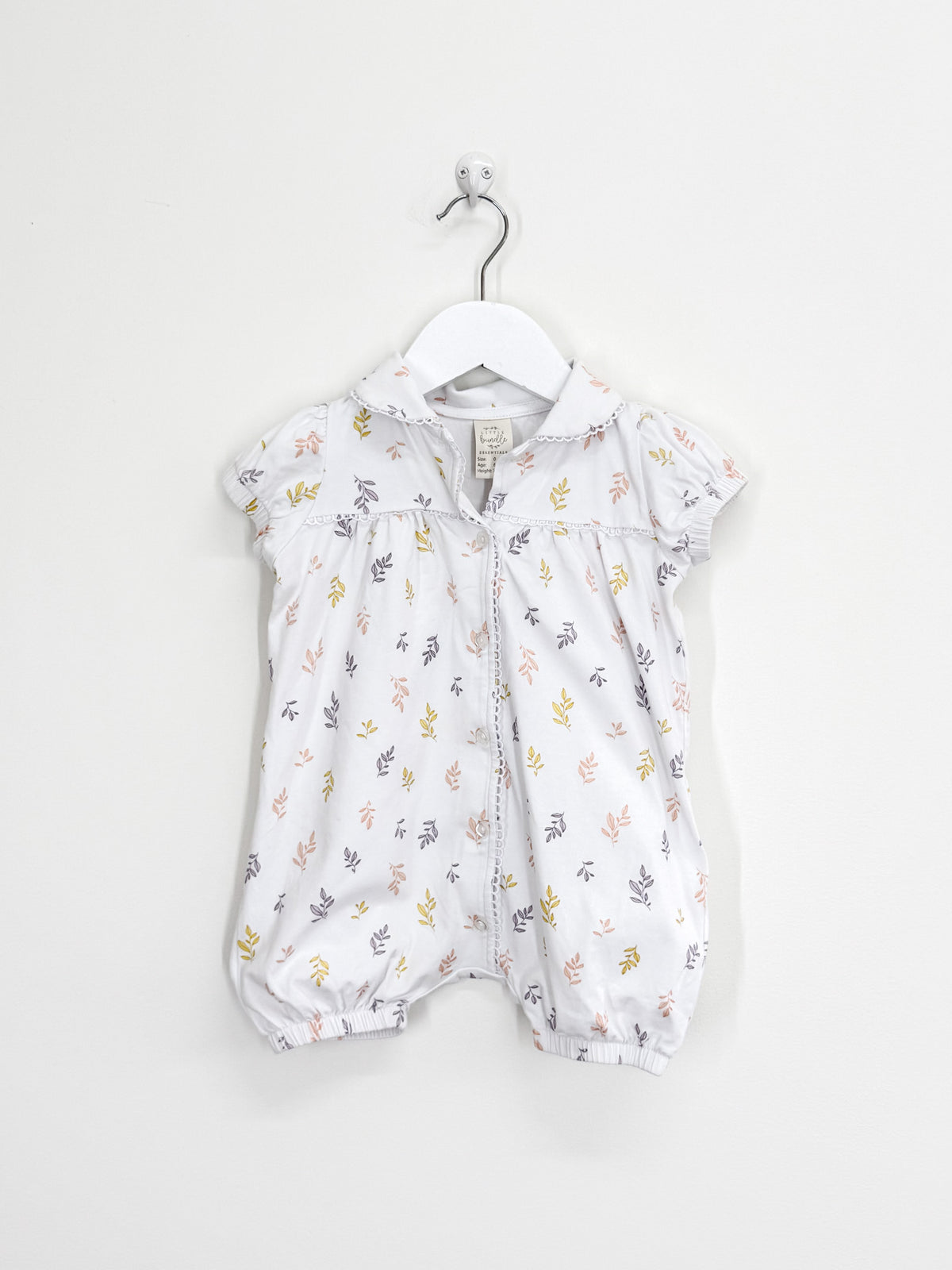 Little Bundle collared button down shortie romper (6-12m)