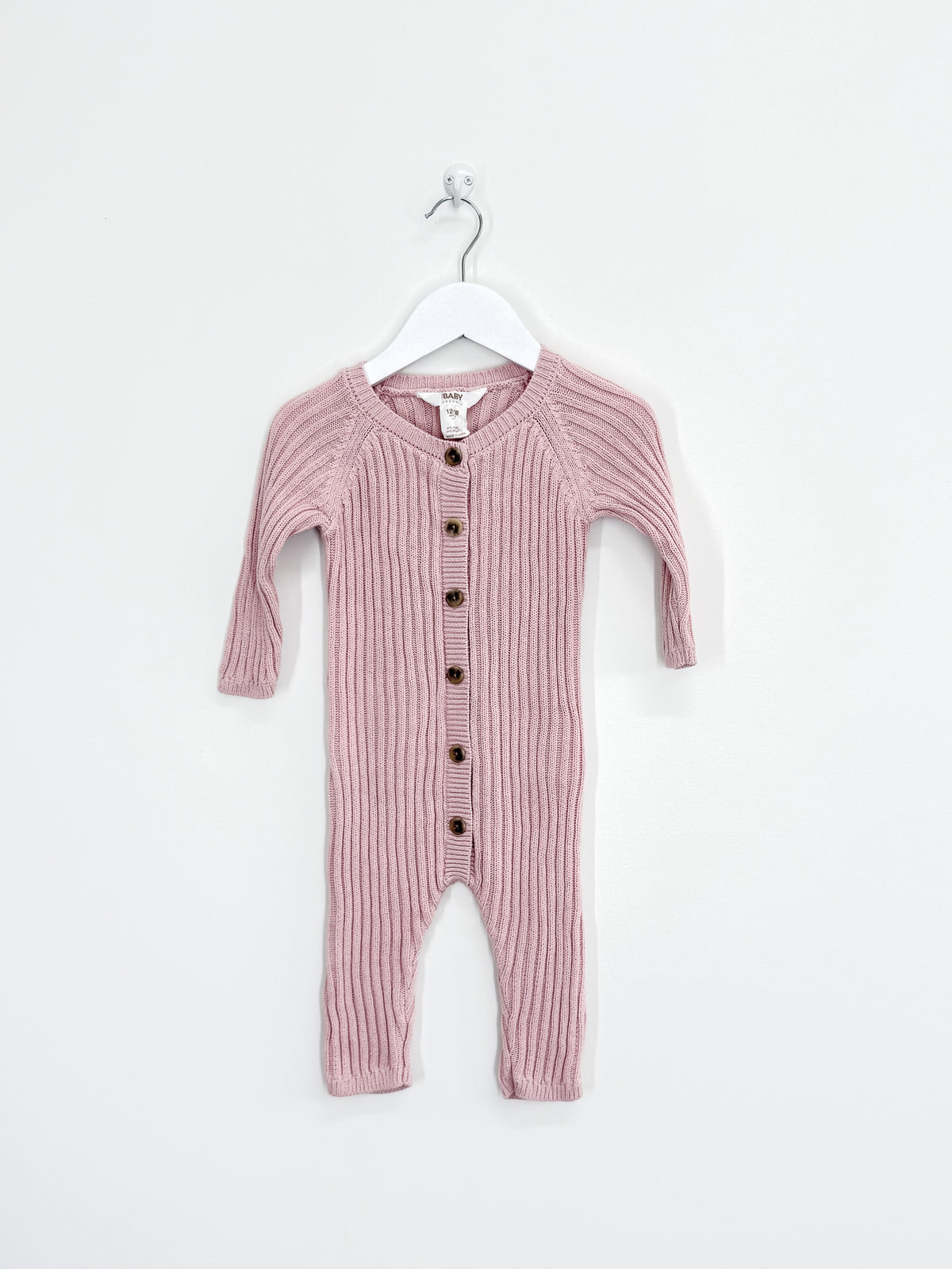 Cotton On Kids organic knitted button down onesie (12-18m)
