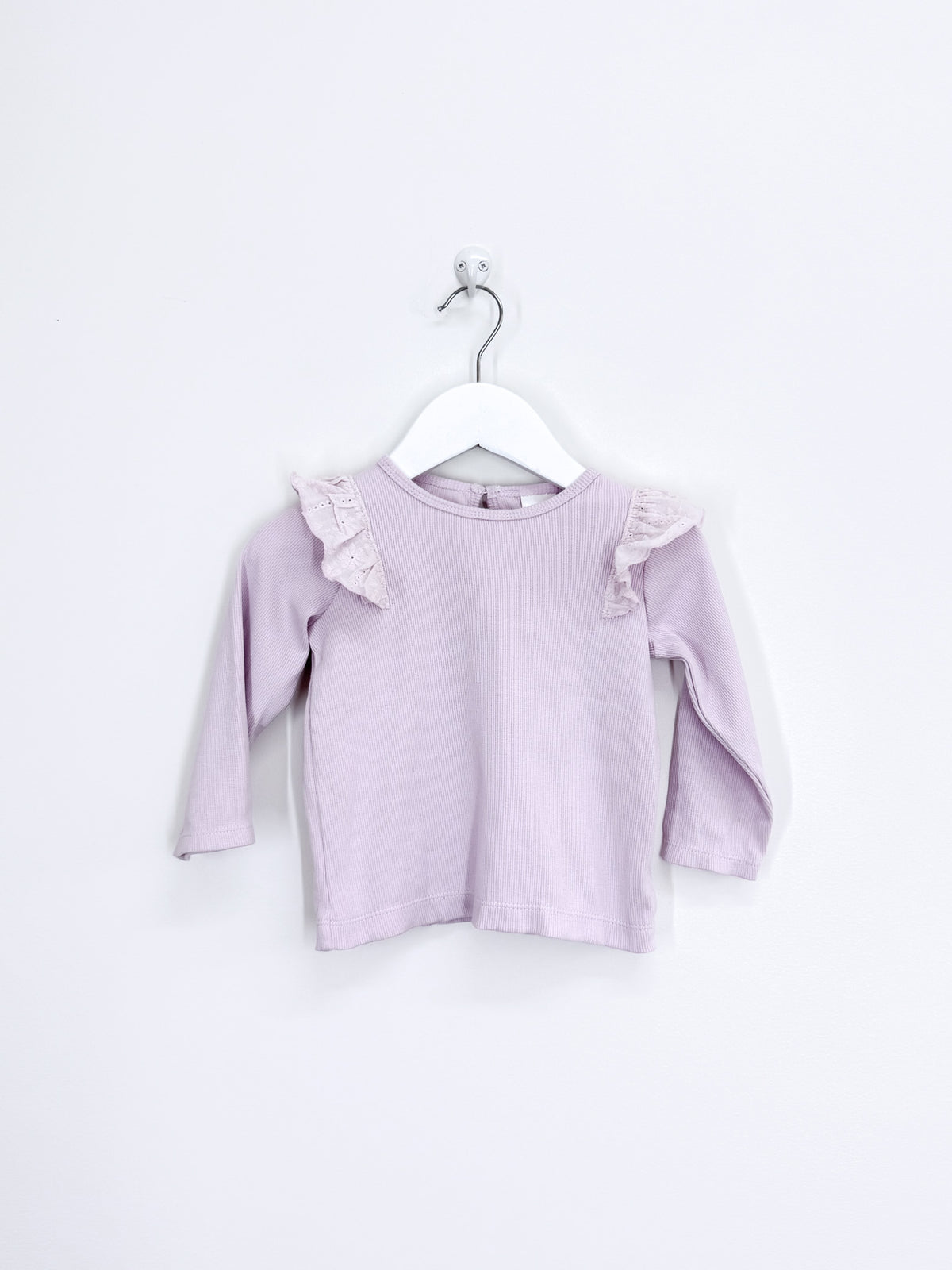 Teeny Weeny long sleeve rib frill tee - lilac (12-18m)