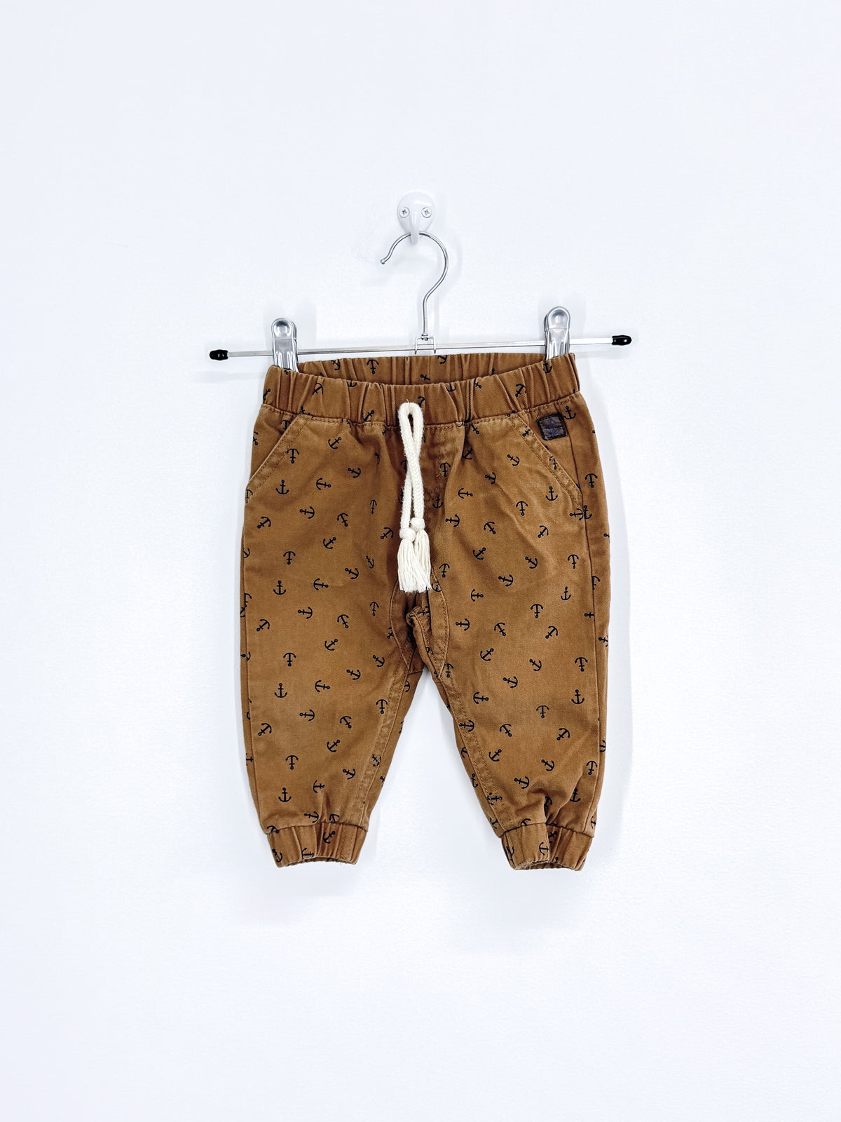 Teeny Weeny anchor pull up canvas joggers (3-6m)