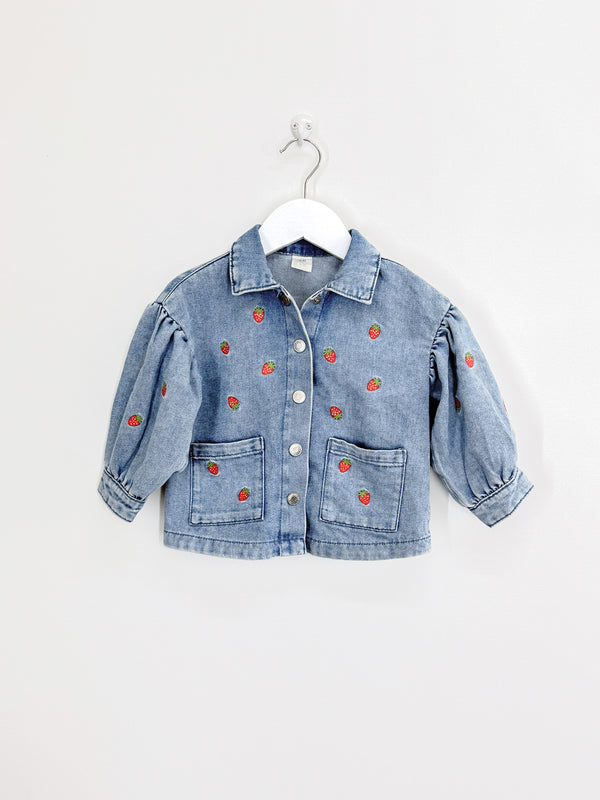 H&M strawberry embroidered shacket (12-18m)