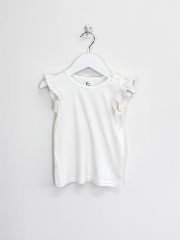 Teeny Weeny short sleeve frill tee - white (18-24m)