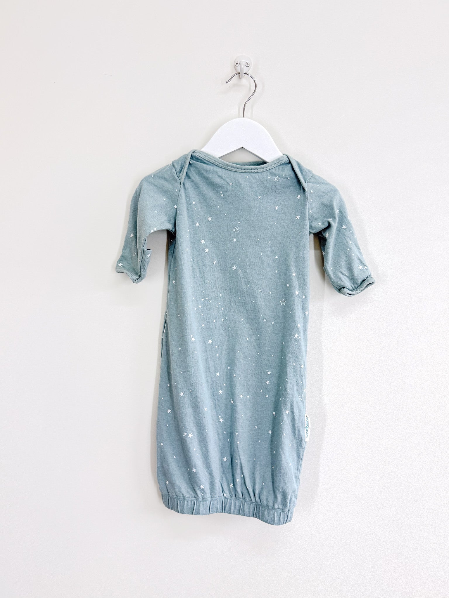 Woolbabe merino cotton gown - stars (0-3m)