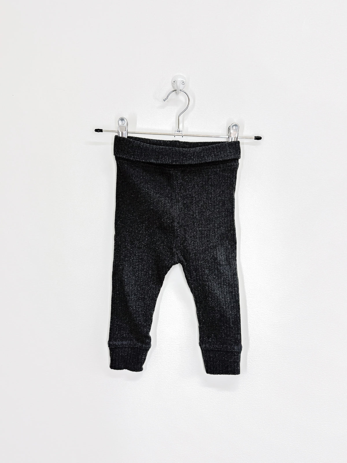 Cotton On Kids fold over rib leggings - charcoal (6-12m)